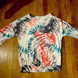 Size medium light weight tie dyed sweatshirt with pocket